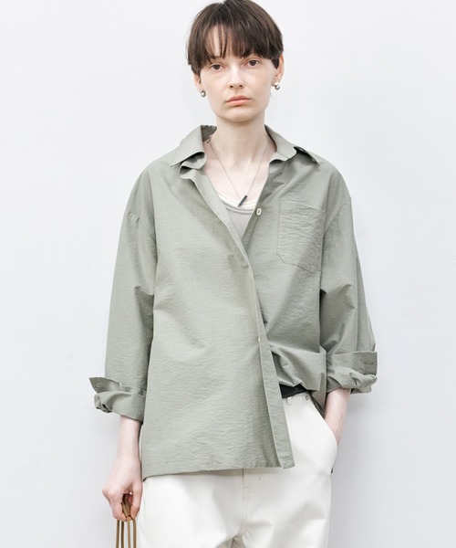 tageechita（タジチタ）の「【tageechita】アシメトリフルイドシャツ（シャツ/ブラウス・レディース・セージグリーン/スモークピンク・S/M/L）」の19枚目の写真