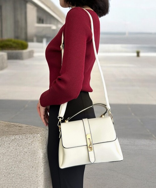 Julia Boutique（ジュリアブティック）の「フラップ2wayハンドバッグ（ハンドバッグ・レディース・グレー/オフホワイト/ブラック/レッド/ベージュ・ONE）」の12枚目の写真