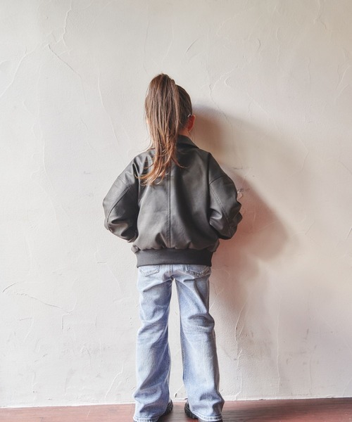 10C REPIPI（ジューシーレピピ）の「【10C REPIPI】フェイクレザーフライジャケット（ブルゾン・キッズ・ブラック系その他/ブラック・130cm/120cm/110cm）」の5枚目の写真