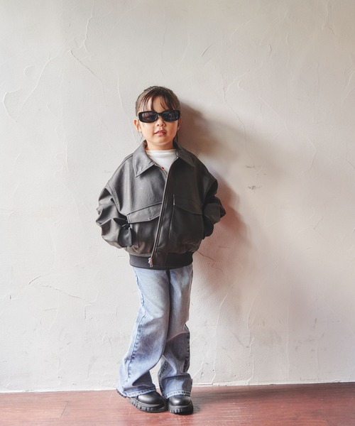 10C REPIPI（ジューシーレピピ）の「【10C REPIPI】フェイクレザーフライジャケット（ブルゾン・キッズ・ブラック系その他/ブラック・130cm/120cm/110cm）」の7枚目の写真