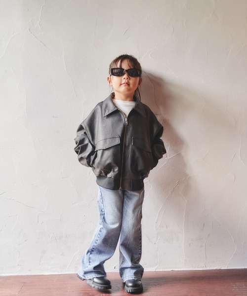 10C REPIPI（ジューシーレピピ）の「【10C REPIPI】フェイクレザーフライジャケット（ブルゾン・キッズ・ブラック系その他/ブラック・130cm/120cm/110cm）」の8枚目の写真