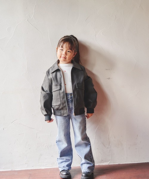 10C REPIPI（ジューシーレピピ）の「【10C REPIPI】フェイクレザーフライジャケット（ブルゾン・キッズ・ブラック系その他/ブラック・130cm/120cm/110cm）」の9枚目の写真