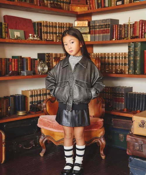 10C REPIPI（ジューシーレピピ）の「【10C REPIPI】フェイクレザーフライジャケット（ブルゾン・キッズ・ブラック系その他/ブラック・130cm/120cm/110cm）」の10枚目の写真