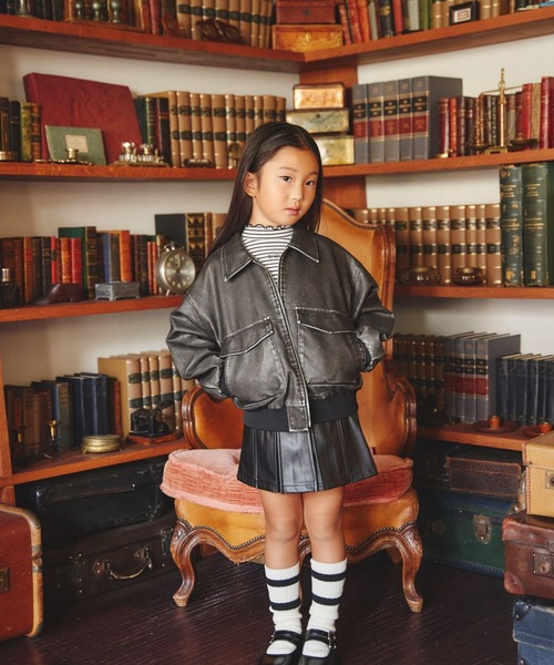 10C REPIPI（ジューシーレピピ）の「【10C REPIPI】フェイクレザーフライジャケット（ブルゾン・キッズ・ブラック系その他/ブラック・130cm/120cm/110cm）」の11枚目の写真