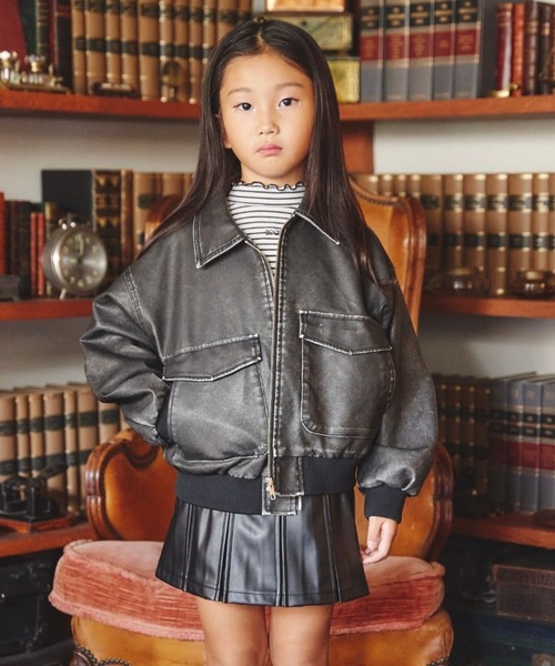 10C REPIPI（ジューシーレピピ）の「【10C REPIPI】フェイクレザーフライジャケット（ブルゾン・キッズ・ブラック系その他/ブラック・130cm/120cm/110cm）」の13枚目の写真