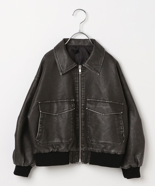 10C REPIPI（ジューシーレピピ）の「【10C REPIPI】フェイクレザーフライジャケット（ブルゾン・キッズ・ブラック系その他/ブラック・130cm/120cm/110cm）」の18枚目の写真