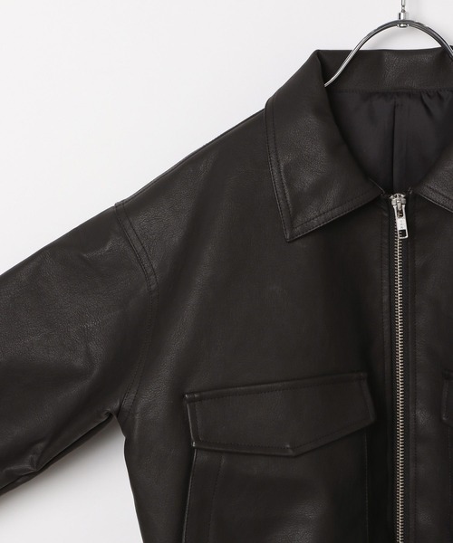 10C REPIPI（ジューシーレピピ）の「【10C REPIPI】フェイクレザーフライジャケット（ブルゾン・キッズ・ブラック系その他/ブラック・130cm/120cm/110cm）」の22枚目の写真