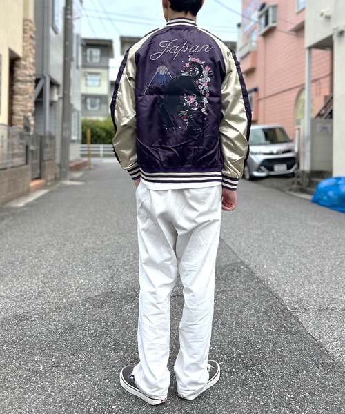 一点物 80年代ビンテージ　スーベニアジャケット　スカジャン　黒豹 BEATJIVE スカジャン スーベニアジャケット ブルゾン メンズ 黒