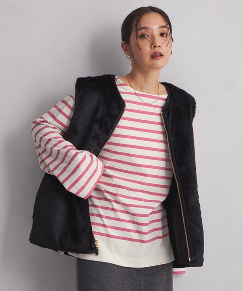 green label relaxing（グリーンレーベルリラクシング）の「＜at ease＞ボーダー ロングスリーブ カットソー（Tシャツ/カットソー・レディース・ピンク/ブラウン/コバルトブルー/ネイビー/グレー・FREE）」の5枚目の写真