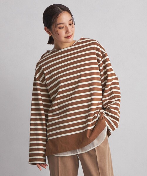 green label relaxing（グリーンレーベルリラクシング）の「＜at ease＞ボーダー ロングスリーブ カットソー（Tシャツ/カットソー・レディース・ピンク/ブラウン/コバルトブルー/ネイビー/グレー・FREE）」の18枚目の写真