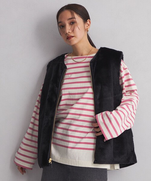 green label relaxing（グリーンレーベルリラクシング）の「＜at ease＞ボーダー ロングスリーブ カットソー（Tシャツ/カットソー・レディース・ピンク/ブラウン/コバルトブルー/ネイビー/グレー・FREE）」の22枚目の写真