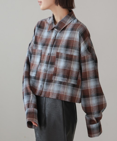 Bou Jeloud(ブージュルード)の「チェック柄ショートシャツ(シャツ/ブラウス・レディース・ブラック/ブラウン・38)」の6枚目の写真