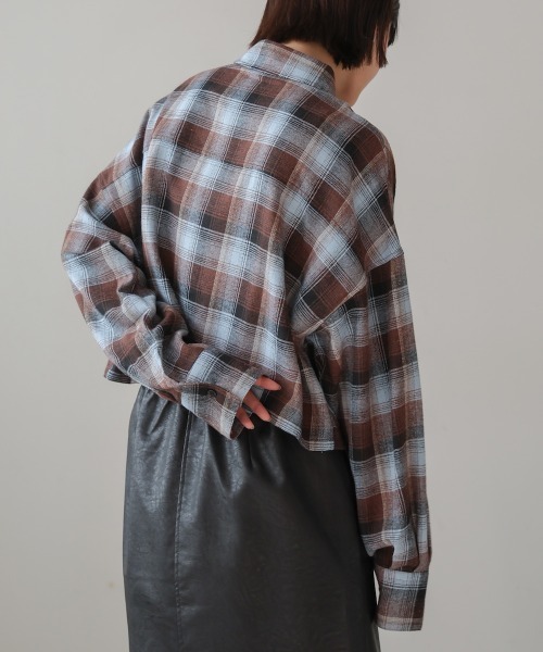 Bou Jeloud(ブージュルード)の「チェック柄ショートシャツ(シャツ/ブラウス・レディース・ブラック/ブラウン・38)」の8枚目の写真