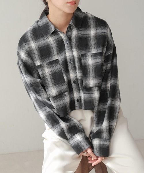 Bou Jeloud(ブージュルード)の「チェック柄ショートシャツ(シャツ/ブラウス・レディース・ブラック/ブラウン・38)」の14枚目の写真