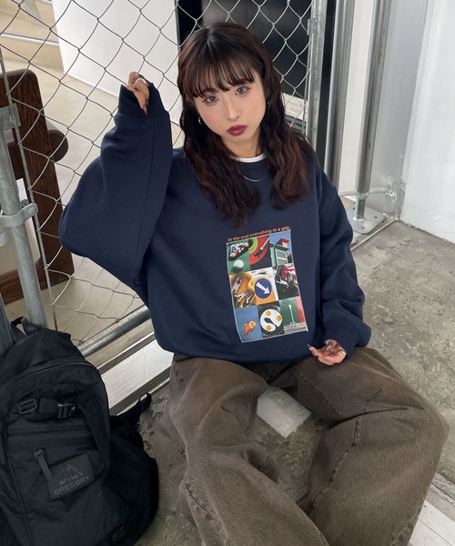 Chillfar(チルファー)の「フォトプリントスウェットトレーナー(スウェット・レディース・ホワイト/ピンク/ネイビー/オートミール/杢グレー/ブルー/ブラック・FREE)」の17枚目の写真
