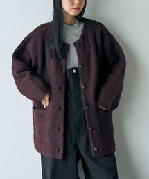 【着疲れしにくい大人上品ニットアウター】ブークレプレーティングアウターカーディガン(WEB限定カラー)