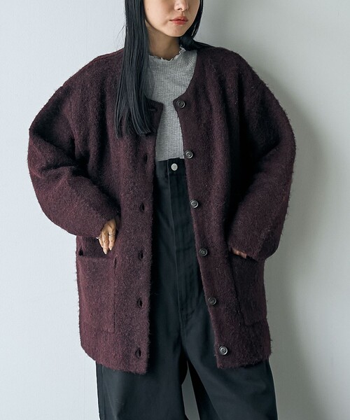 セール】【着疲れしにくい大人上品ニットアウター】ブークレプレー