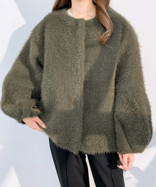 【限定特価】 by LEGNA（バイレグナ）の「ふんわりとした毛足感 フェザー ジャケット・アウター