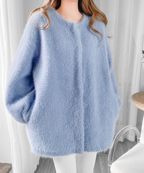 by LEGNA（バイレグナ）の「【シーズン最終値下げ】【選べる丈・タイプ】フェザーヤーンシャギーニットカーディガン（その他アウター・レディース・グレー系1/アイボリー系1/ベージュ/ブルー系1/カーキ系1/アイボリー/カーキ/チャコールグレー/ブルー/ベージュ系1/ブラック系/ブラック・ロング丈/レギュラー丈）」の18枚目の写真