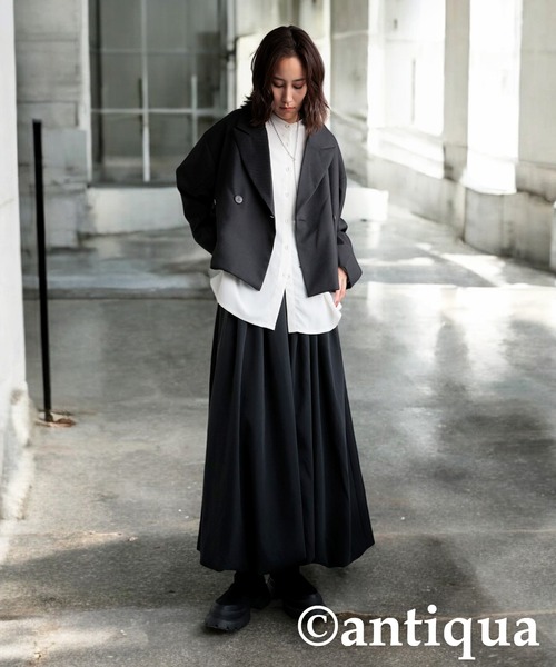 antiqua（アンティカ）の「ツイルジャケット（テーラードジャケット・レディース・チャコールグレー/ブラック・ONESIZE）」の7枚目の写真