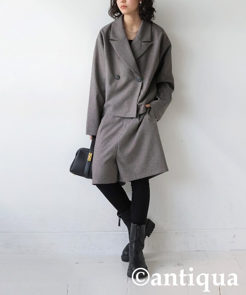 antiqua（アンティカ）の「ツイルジャケット（テーラードジャケット・レディース・チャコールグレー/ブラック・ONESIZE）」の8枚目の写真