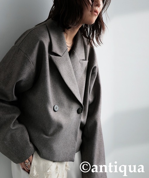 antiqua（アンティカ）の「ツイルジャケット（テーラードジャケット・レディース・チャコールグレー/ブラック・ONESIZE）」の9枚目の写真