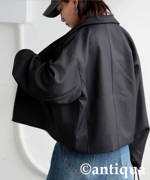 antiqua（アンティカ）の「ツイルジャケット（テーラードジャケット・レディース・チャコールグレー/ブラック・ONESIZE）」の4枚目の写真