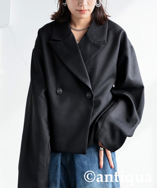 antiqua（アンティカ）の「ツイルジャケット（テーラードジャケット・レディース・チャコールグレー/ブラック・ONESIZE）」の6枚目の写真