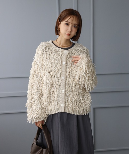 Bonjour Sagan（ボンジュールサガン）の「前後2WAYループヤーンカーディガン（カーディガン/ボレロ・レディース・ブラック/キナリ・FREE）」の3枚目の写真