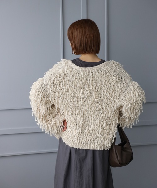 Bonjour Sagan（ボンジュールサガン）の「前後2WAYループヤーンカーディガン（カーディガン/ボレロ・レディース・ブラック/キナリ・FREE）」の5枚目の写真