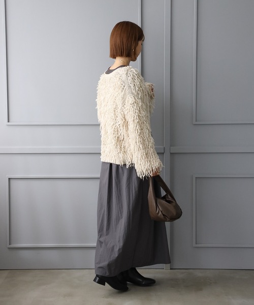 Bonjour Sagan（ボンジュールサガン）の「前後2WAYループヤーンカーディガン（カーディガン/ボレロ・レディース・ブラック/キナリ・FREE）」の8枚目の写真