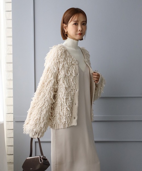 Bonjour Sagan（ボンジュールサガン）の「前後2WAYループヤーンカーディガン（カーディガン/ボレロ・レディース・ブラック/キナリ・FREE）」の10枚目の写真