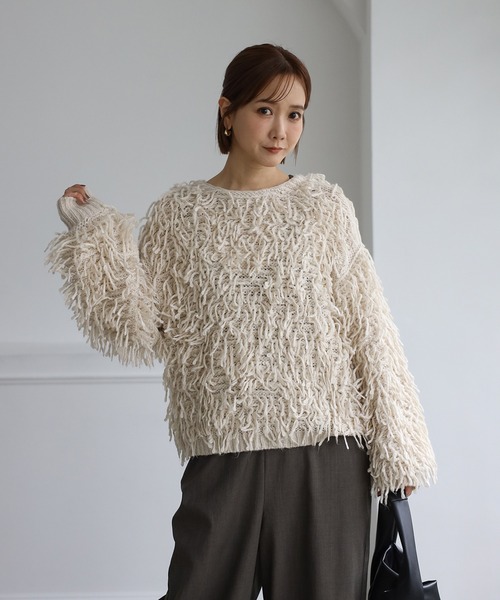 Bonjour Sagan（ボンジュールサガン）の「前後2WAYループヤーンカーディガン（カーディガン/ボレロ・レディース・ブラック/キナリ・FREE）」の13枚目の写真