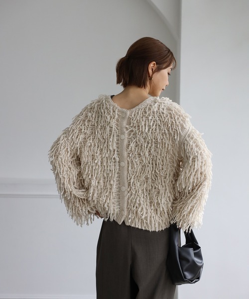 Bonjour Sagan（ボンジュールサガン）の「前後2WAYループヤーンカーディガン（カーディガン/ボレロ・レディース・ブラック/キナリ・FREE）」の14枚目の写真