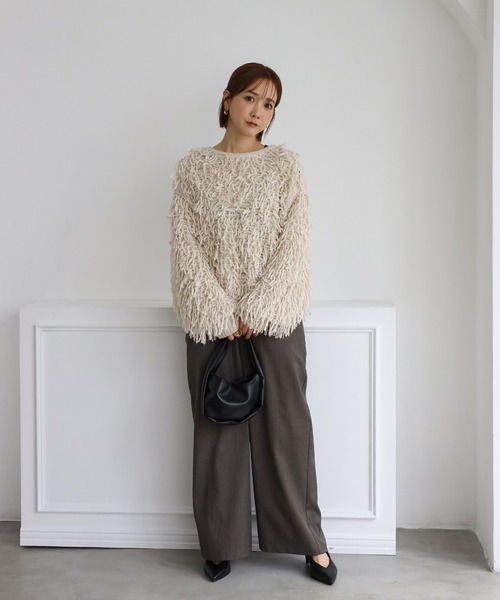 Bonjour Sagan（ボンジュールサガン）の「前後2WAYループヤーンカーディガン（カーディガン/ボレロ・レディース・ブラック/キナリ・FREE）」の15枚目の写真