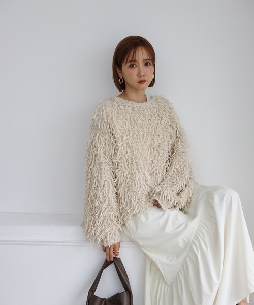 Bonjour Sagan（ボンジュールサガン）の「前後2WAYループヤーンカーディガン（カーディガン/ボレロ・レディース・ブラック/キナリ・FREE）」の17枚目の写真