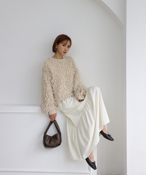 Bonjour Sagan（ボンジュールサガン）の「前後2WAYループヤーンカーディガン（カーディガン/ボレロ・レディース・ブラック/キナリ・FREE）」の18枚目の写真