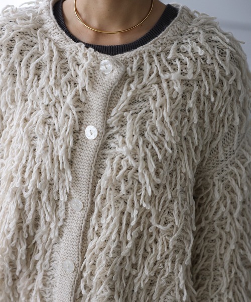 Bonjour Sagan（ボンジュールサガン）の「前後2WAYループヤーンカーディガン（カーディガン/ボレロ・レディース・ブラック/キナリ・FREE）」の19枚目の写真