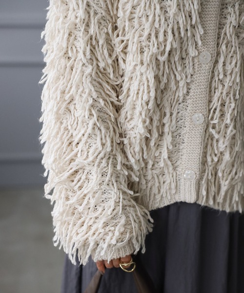 Bonjour Sagan（ボンジュールサガン）の「前後2WAYループヤーンカーディガン（カーディガン/ボレロ・レディース・ブラック/キナリ・FREE）」の20枚目の写真