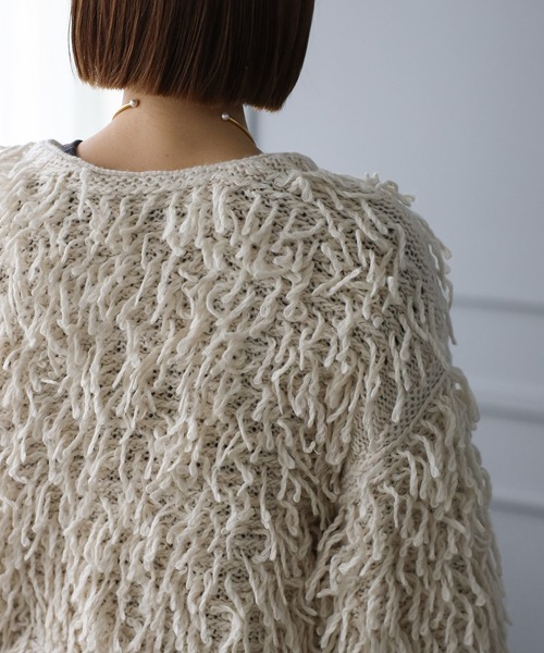 Bonjour Sagan（ボンジュールサガン）の「前後2WAYループヤーンカーディガン（カーディガン/ボレロ・レディース・ブラック/キナリ・FREE）」の22枚目の写真