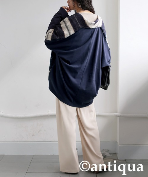 antiqua(アンティカ)の「ボア切り替えカーディガン(カーディガン/ボレロ・レディース・ブラック/ネイビー・ONESIZE)」の8枚目の写真