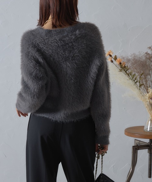 each（イーチ）の「ロングシャギー金ボタンショート丈カーディガン（カーディガン/ボレロ・レディース・グレー/ブラック/グレイッシュベージュ/モカ・FREE）」の17枚目の写真