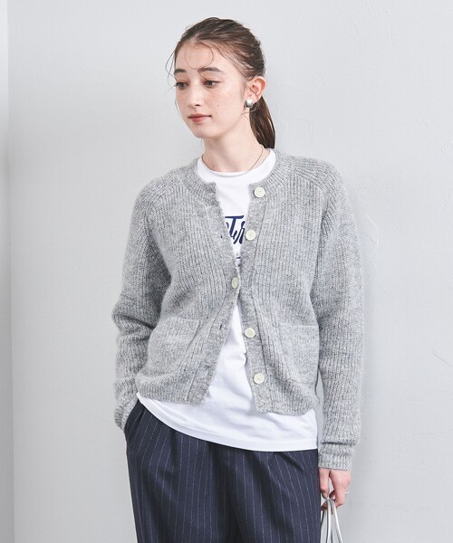 ユナイテッドアローズ　ニットポロ　長袖カーディガン　グレー　XL カシミア フォックス カシミヤ ロングカーディガン