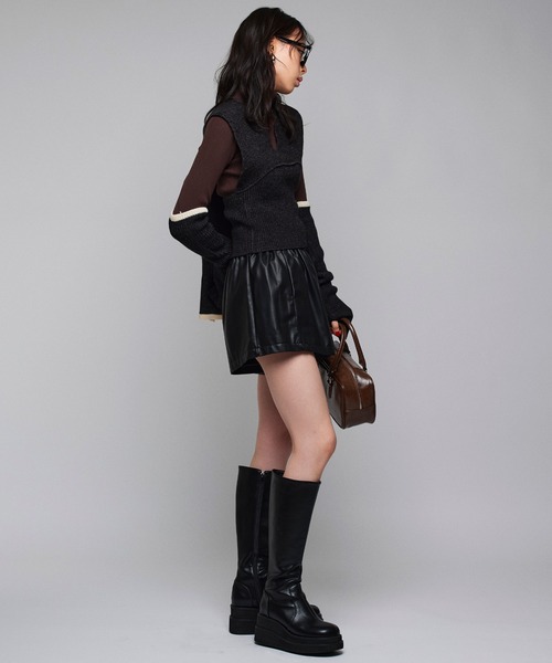 Narcissus（ナルシス）の「フェイクレザーショートパンツ（その他パンツ・レディース・ブラウン/ブラック・FREE）」の13枚目の写真