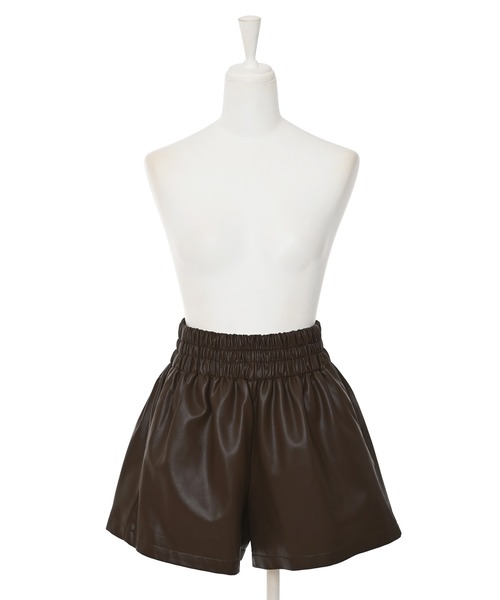 Narcissus（ナルシス）の「フェイクレザーショートパンツ（その他パンツ・レディース・ブラウン/ブラック・FREE）」の6枚目の写真