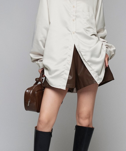Narcissus（ナルシス）の「フェイクレザーショートパンツ（その他パンツ・レディース・ブラウン/ブラック・FREE）」の18枚目の写真