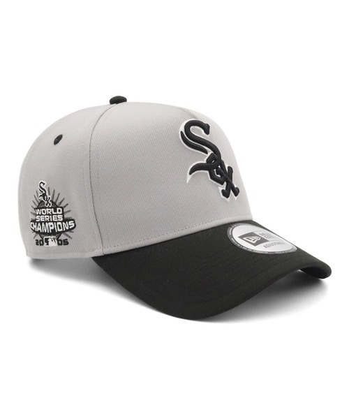 MLB メタル ロゴ カーブ調節キャップ NY (White) 9forty-a-frame-metal-flag-logo