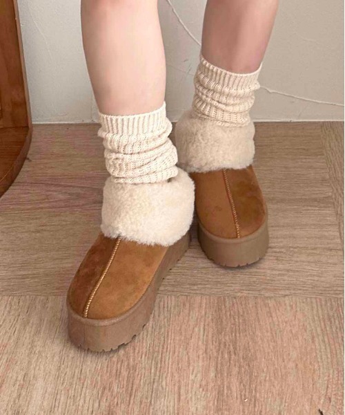 apres jour clair(アプレジュールクレア)の「【apres jour clair】厚底フェイクムートンブーツ【ZOZOTOWN限定アイテム】(ブーツ・レディース・キャメル/ベージュ・MEDIUM/X-LARGE/LARGE/SMALL)」の4枚目の写真