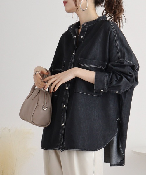 hunch(ハンチ)の「hunch テンセルデニム オーバーシャツ(シャツ/ブラウス・レディース・ブラック/ブルー/ライトインディゴブルー/グレー・FREE)」の20枚目の写真