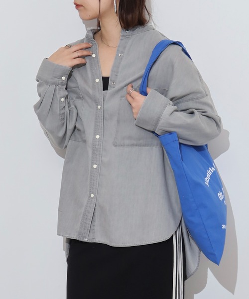 hunch(ハンチ)の「hunch テンセルデニム オーバーシャツ(シャツ/ブラウス・レディース・ブラック/ブルー/ライトインディゴブルー/グレー・FREE)」の14枚目の写真